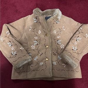Y2K RELATIVITY Embroidered Tan Jacket with Floral Design